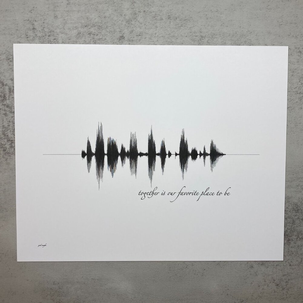 NEW Together Is Our Favorite Soundwave Wall Art Print 8x10in Black White Modern